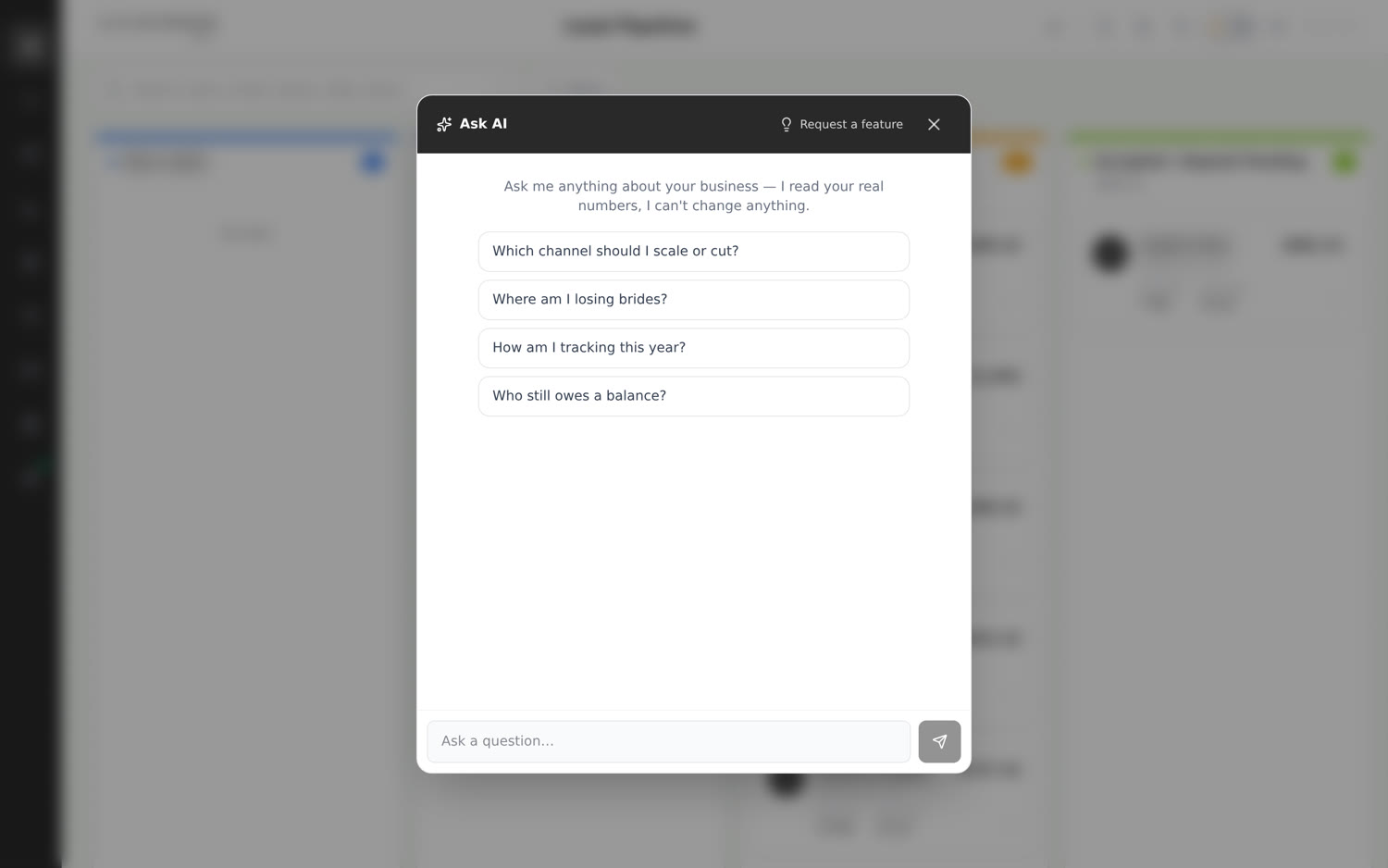 AI assistant reading the business data