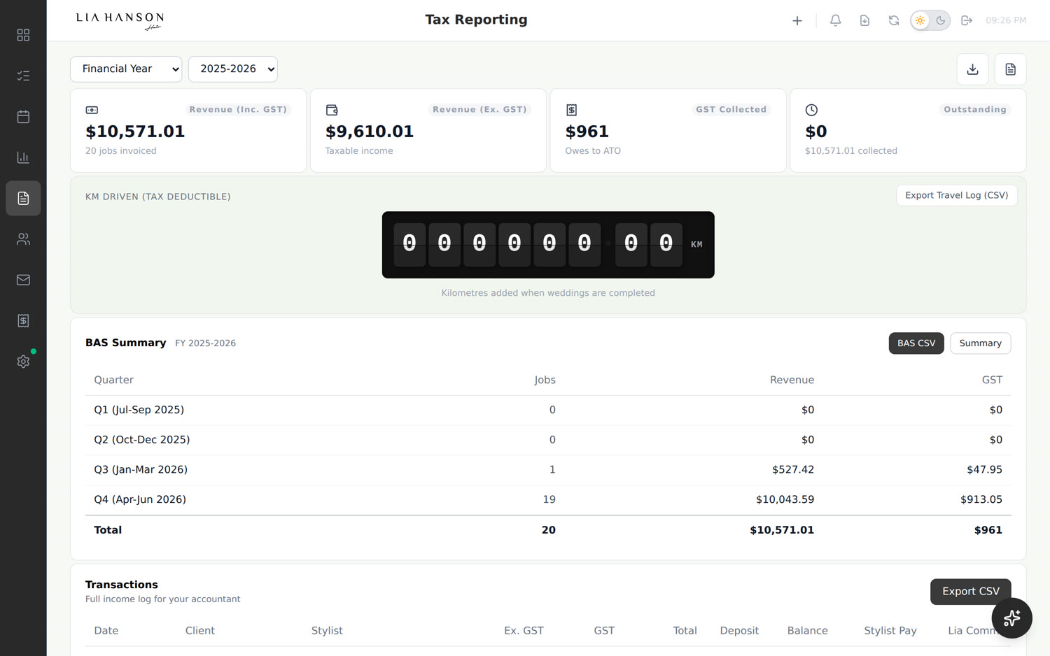 Tax and GST tracking